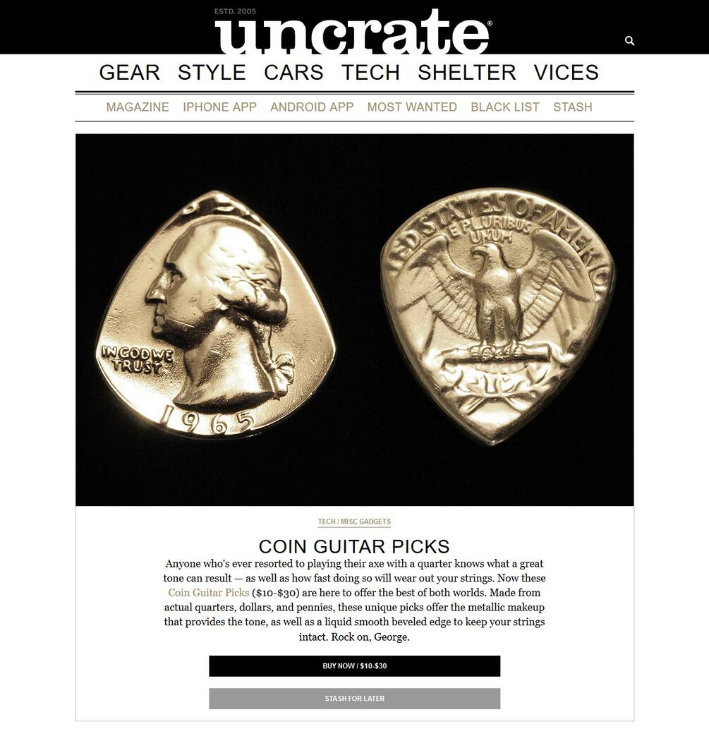 uncrate coin guitar picks